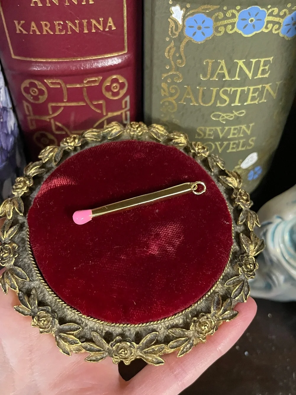 Pink and Gold Matchstick Pendant